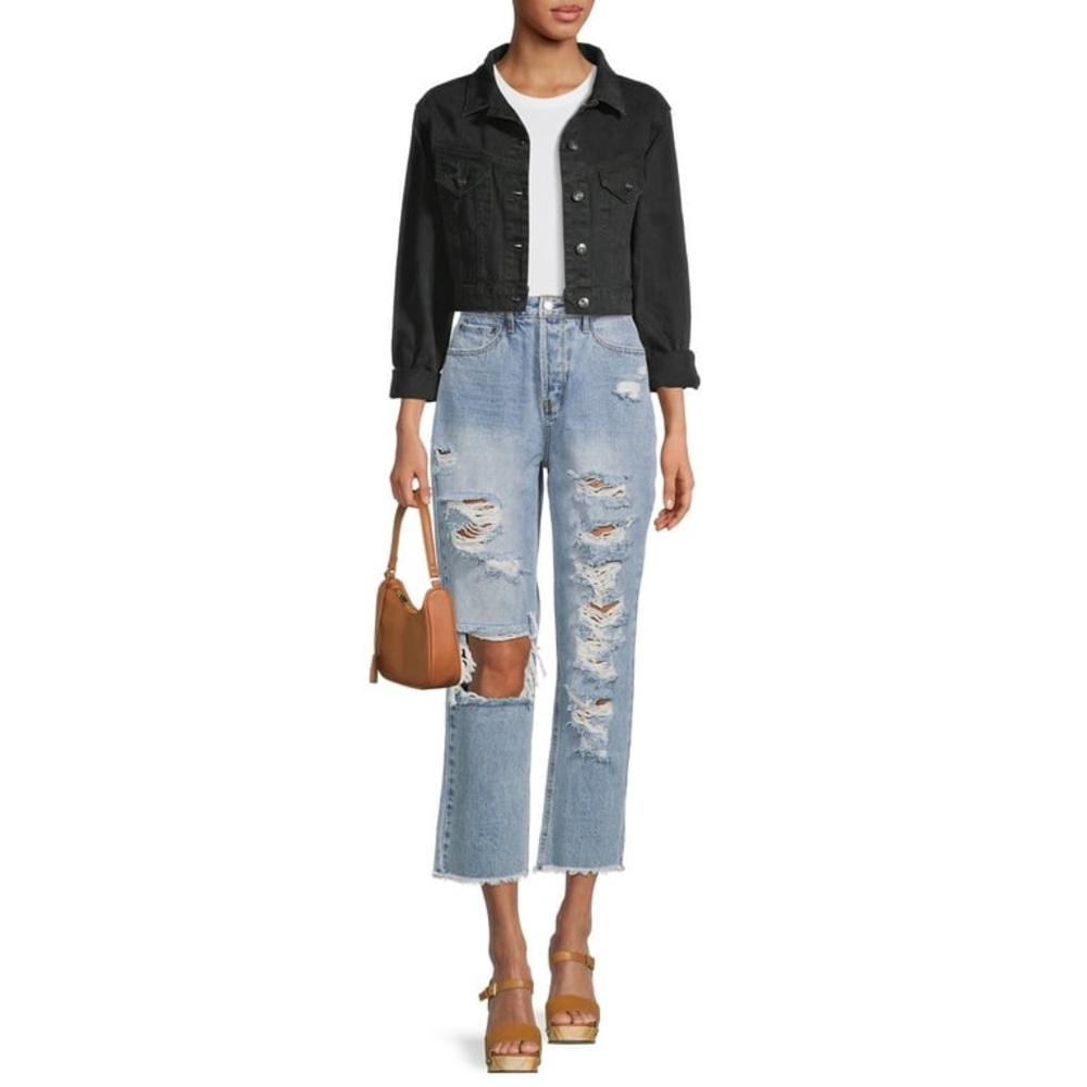 Vanilla Star 90s Boyfriend Jeans Distressed High Rise Button Fly Size 13 - Picture 2 of 14